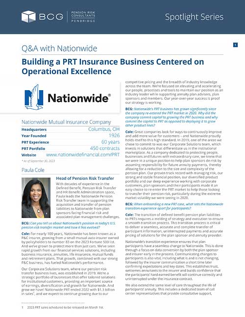 Q&A with Nationwide - Building a PRT Insurance Business Centered on Operational Excellence